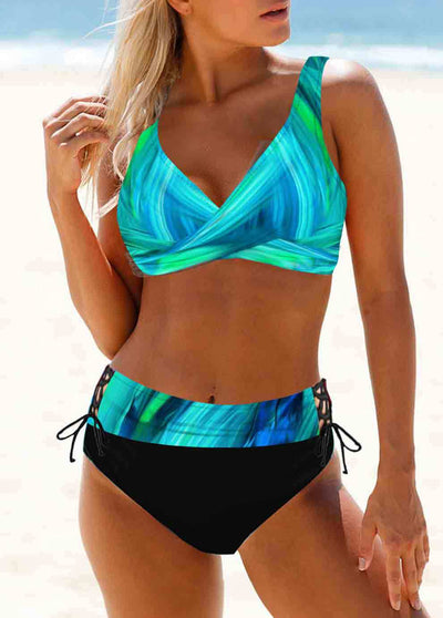 Bikini Cintura Alta con Rayas Arcoíris Multicolor - Image 3