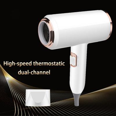 White hair dryer with rose gold accents, U.S. plug, and a concentrator nozzle for household use. - Image 6