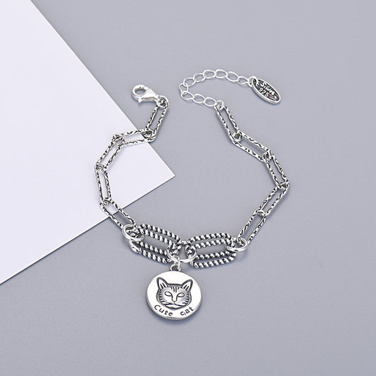 Dije Gato de Plata de Ley para Estudiantes - Colgante de Personalidad