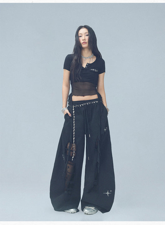 Pantalones Casuales Rotos con Parches Denim para Bailar - Image 39