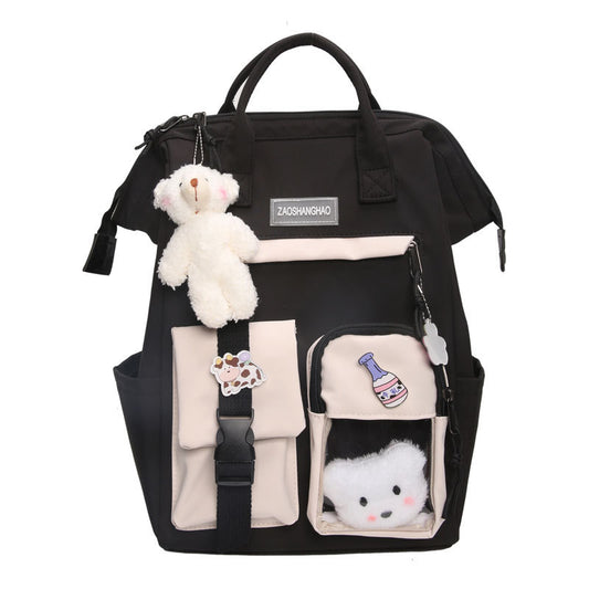 Mochila Escolar para Adolescentes Niñas con Anillo Decorativo