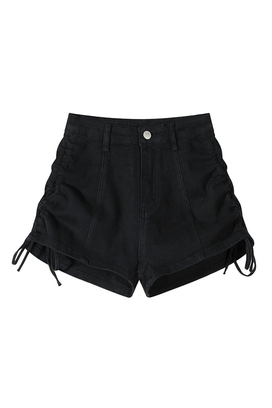 Shorts Denim Cintura Alta con Cordón y Pierna Ancha - Image 9