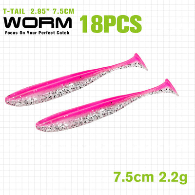 Gusano Artificial T-tail 55 75mm - Anzuelo de Pesca Realista - Image 24