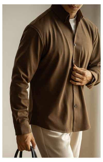 Camisa Casual de Cuello Vuelto Manga Larga para Hombre - Diseño Cálido y Versátil - Image 12