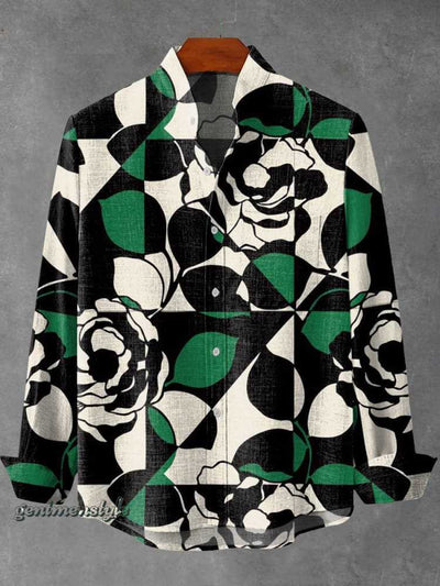 Camisa Manga Larga Cuello Alto con Estampado 3D de Rayas Irregulares para Hombre - Image 17