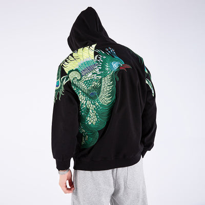 Sudadera con Capucha y Bordado de Pavo Real para Hombre - Image 11