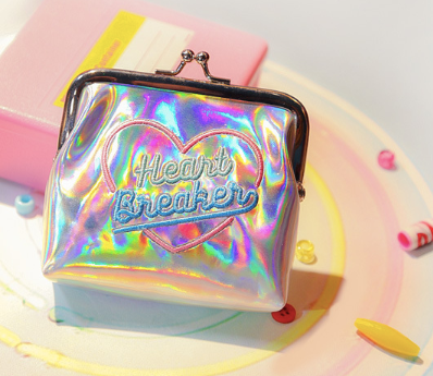 Cartera Holográfica Harajuku Girl Crush con Bordado Láser - Billetera Corta Multiusos - Image 2