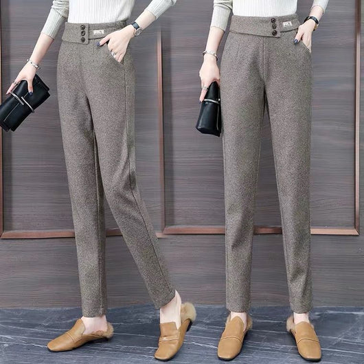 Pantalones de Lana Espiga para Mujer - Otoño e Invierno - Image 2