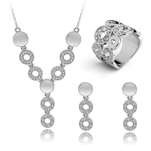 Conjunto de 3 Piezas: Aretes y Anillo de Cristal de la Felicidad