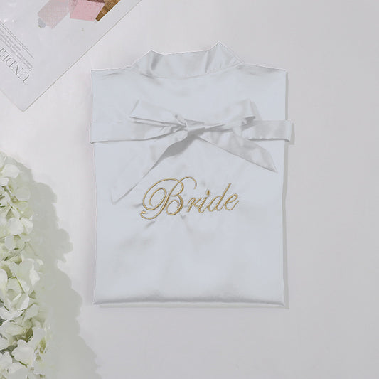 Camisón de Novia en Seda Simulada - Pijama Nupcial Elegante