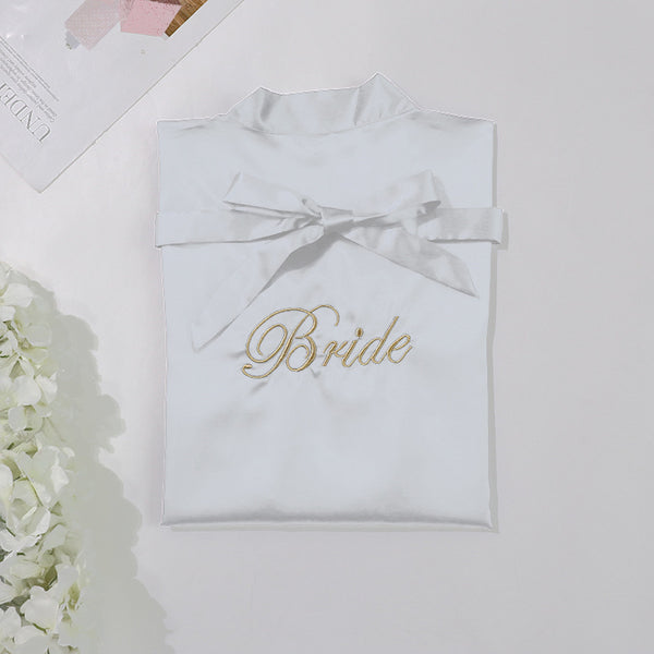 Camisón de Novia en Seda Simulada - Pijama Nupcial Elegante