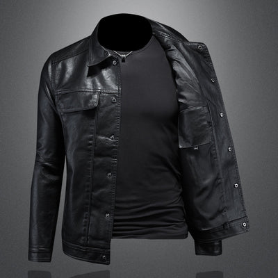 Chaqueta de Cuero para Motociclista con Solapa Clásica - Image 2
