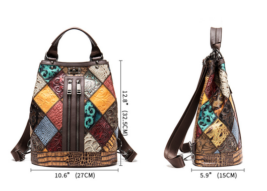 Mochila de Cuero Étnica para Mujer - Estilo Bohemio - Image 6