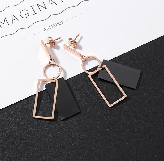 Aretes de Acero Titanio Geométricos con Borlas - Diseño Moderno y Versátil - Image 8