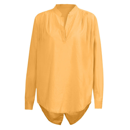 Camiseta Casual de Cuello V y Manga Larga Color Sólido - Image 10