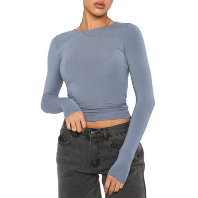 Blusa Ajustada de Manga Larga con Corte Irregular - Image 10