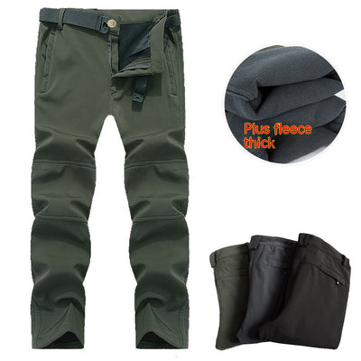 Pantalones Tácticos Soft Shell Hombre Talla Grande Forrados en Fleece para Senderismo - Image 4