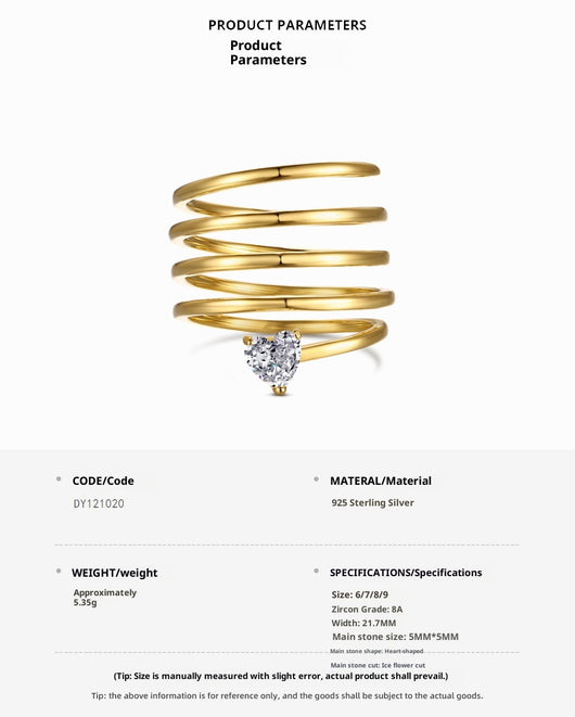 Anillo de Plata Esterlina 925 para Mujer con Corazones y Diseño Geométrico - Image 7