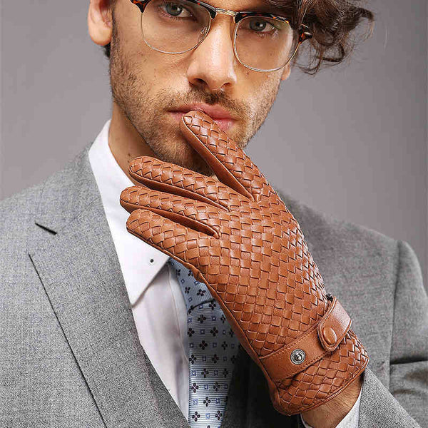 Guantes Tejidos de Cuero para Hombre - Otoño e Invierno