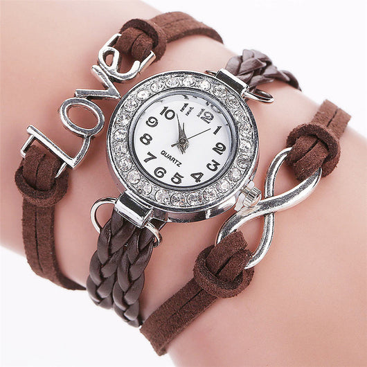 Reloj Pulsera de Diamantes con Correa de Terciopelo Coreano LOVE para Mujer - Image 6