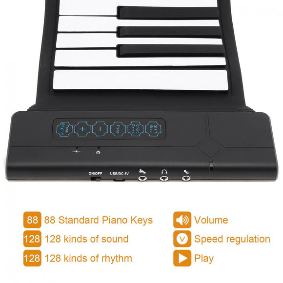 Piano Portátil Enrollable de 88 Teclas con Sonido de Instrumento Profesional