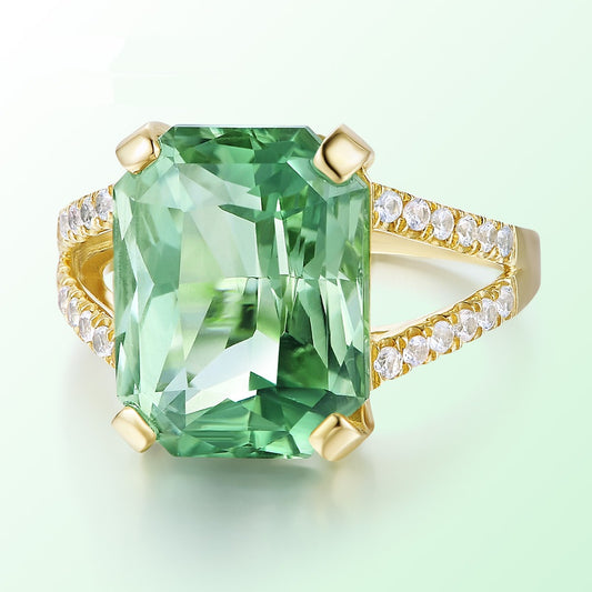 Anillo de Compromiso Turmalina Verde Estilo Europeo - Joyería Mosaico Premium - Image 2