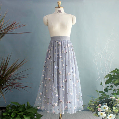 Falda Drapeada Multicapa con Malla Elegante para Mujer - Image 6
