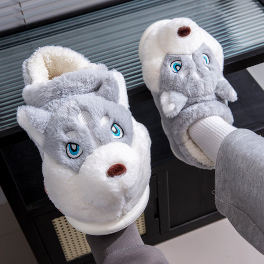 Pantuflas Husky Cartoon de Algodón Puro para Hombre - Cálidas y Cómodas para Invierno - Image 7