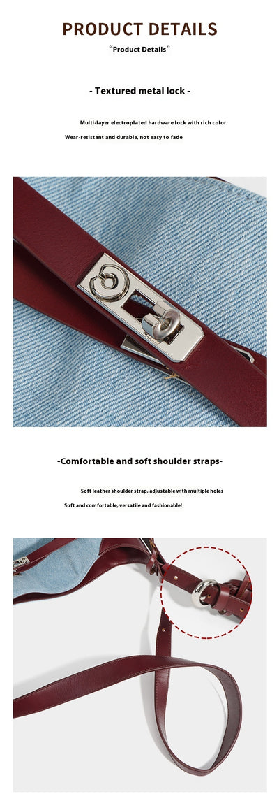 Bolso Tote de Cuero Premium con Detalles Denim - Gran Capacidad - Image 15