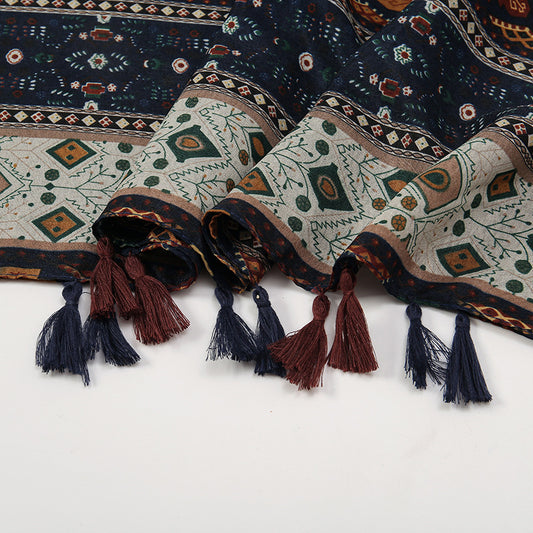 Rebozo Retro con Bloques de Color y Flores Pequeñas - Image 2