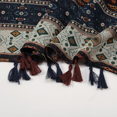 Rebozo Retro con Bloques de Color y Flores Pequeñas - Image 2