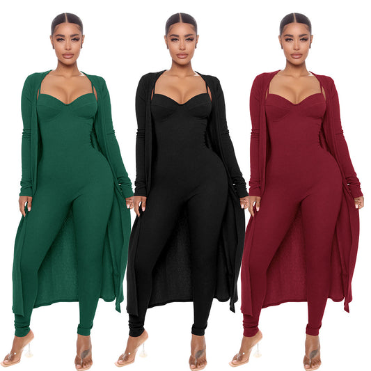 Jumpsuit Casual Mujer con Chaqueta Larga de Manga Larga
