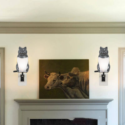 Lámpara de Pared Gato USB con Luz Nocturna y Carga Inalámbrica - Image 9