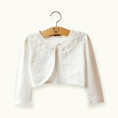 Blusa de Niña en Algodón con Detalles de Encaje