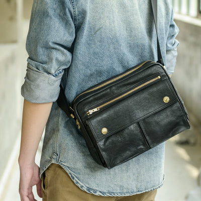 Bolso Bandolera de Cuero Genuino Estilo Urbano Japonés - Image 3