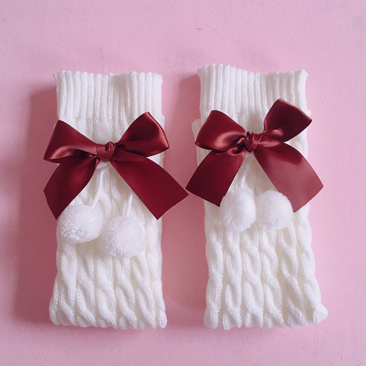 Calcetines Infantiles con Moño y Bolitas de Lana - Diseño Diario Acogedor - Image 3