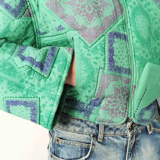 Chaqueta Acolchada de Algodón con Cierre y Estampado - Image 4