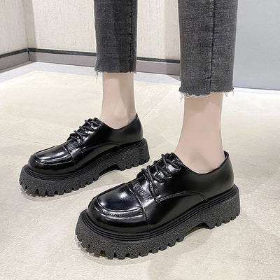 Zapatos de Plataforma Estilo Británico Retro para Mujer - Mocasines de Cuero Primavera - Image 8