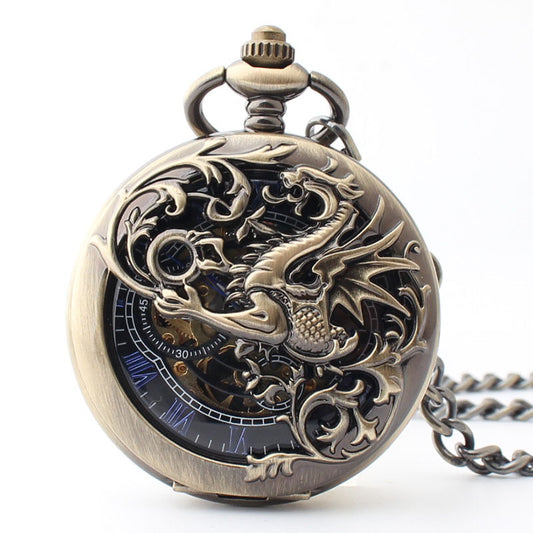Reloj de Bolsillo Hombre Dragón Volador Clamshell Hueco con Escala Romana