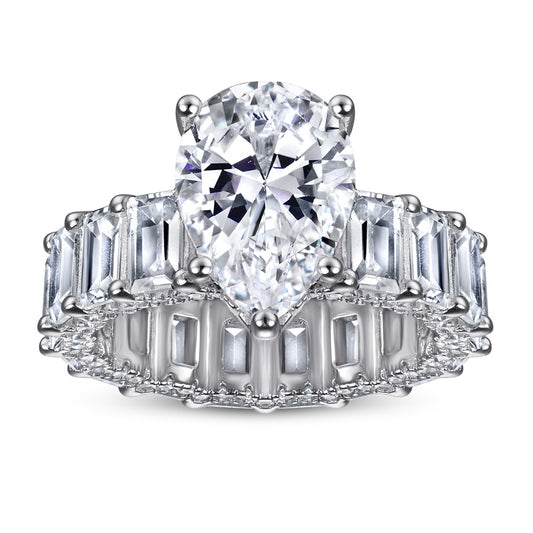 Anillo de Plata Esterlina 925 Elegante Gota de Lujo para Mujer