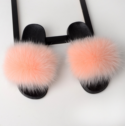 Pantuflas de Piel de Zorro Genuina para Mujer - Sandalias Deslizantes de Verano - Image 16