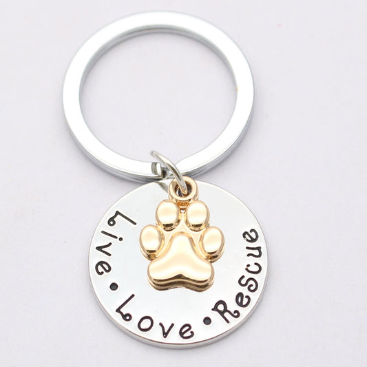 Collar Huella de Perro "Vive · Ama · Rescata"