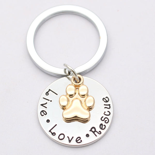 Collar Huella de Perro "Vive · Ama · Rescata"