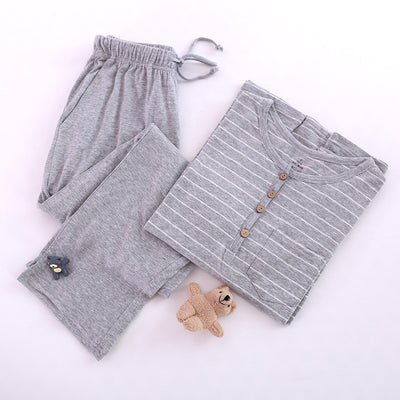 Pijamas a Juego para Parejas con Rayas Tejidas - Image 2
