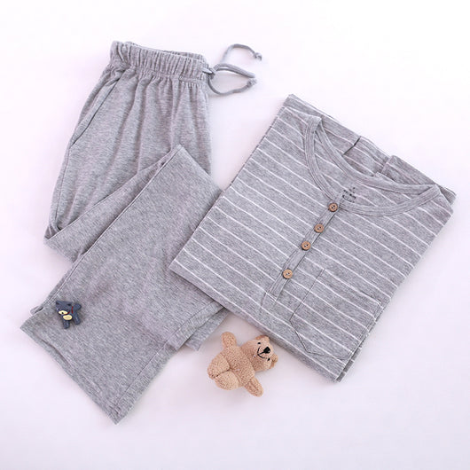 Pijamas a Juego para Parejas con Rayas Tejidas - Image 2