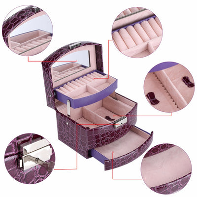 Organizador de Joyería y Maquillaje de 3 Niveles en Cuero - Estuche de Almacenamiento Premium - Image 5