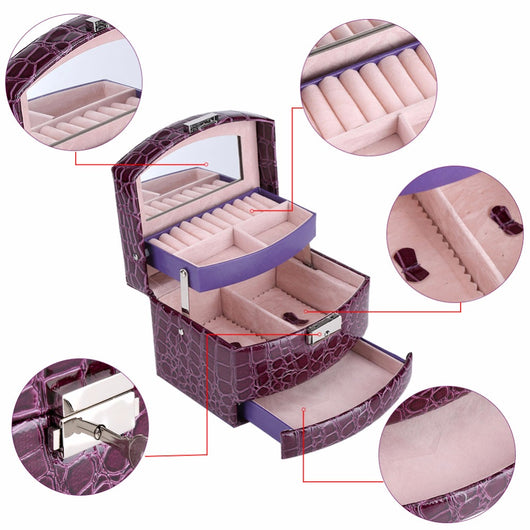 Organizador de Joyería y Maquillaje de 3 Niveles en Cuero - Estuche de Almacenamiento Premium - Image 5