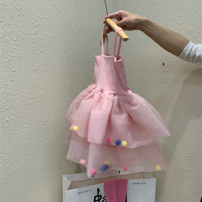Vestido Princesa Infantil con Pompón de Pelaje Colorido - Image 11