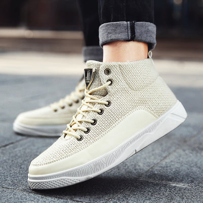 Zapatos casuales deportivos de caña alta para hombre en lino - Image 3