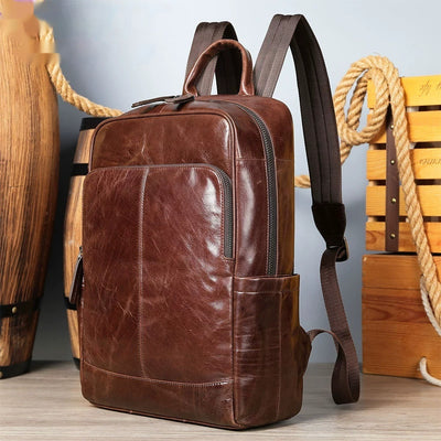 Mochila de Cuero Genuino para Hombre - Estilo Ejecutivo